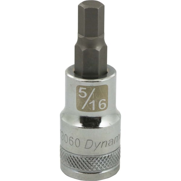Tools 1/2"Dr SAE Hex Head, 5/16" Bit Standard Length, Chrome Socket